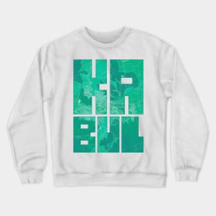 Kabul, Afghanistan City Map Typography - Watercolor Crewneck Sweatshirt